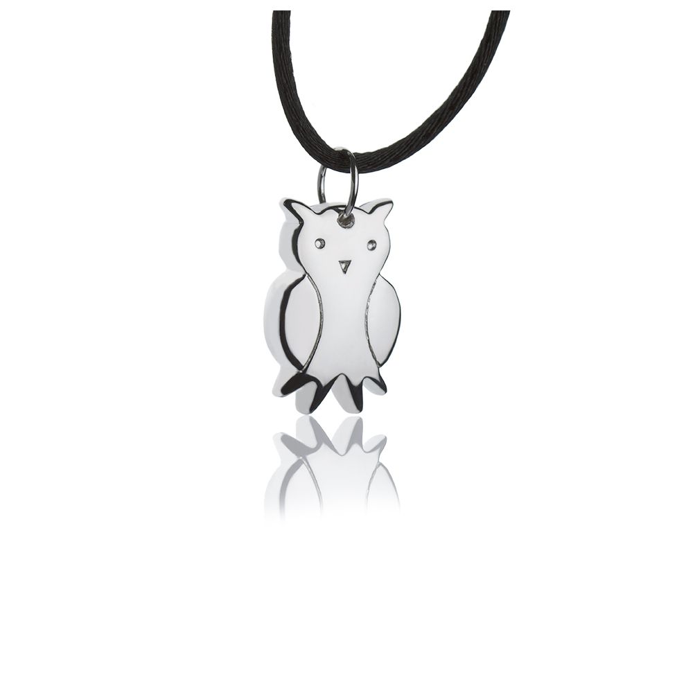 Silver necklace with large owl pendant
