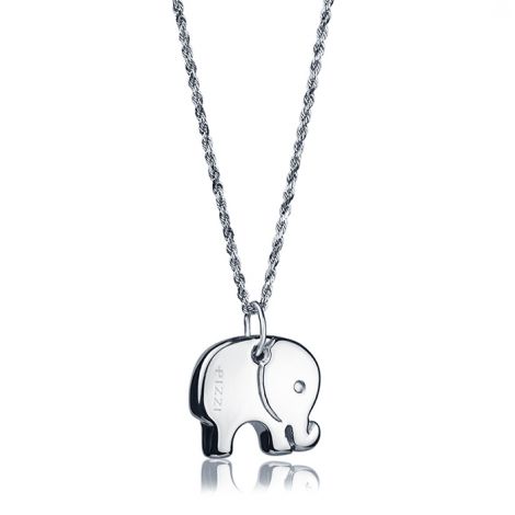 Collana con Catena in Oro bianco 18kt pendente elefante