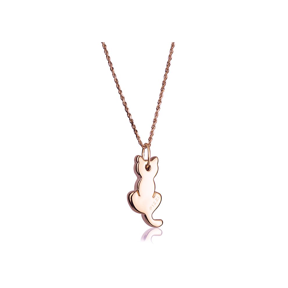 18kt Rose Gold Chain Cat Necklace