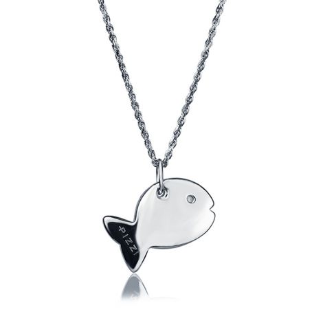 18kt White Gold Chain Fish Necklace
