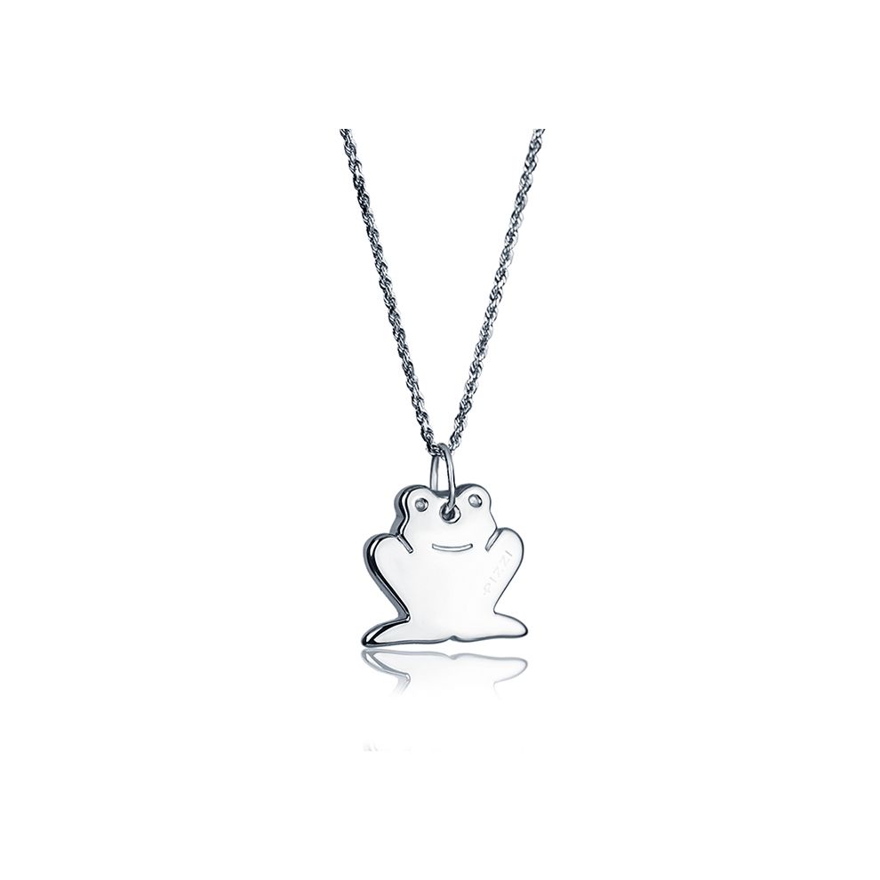 18kt White Gold Chain Frog Necklace