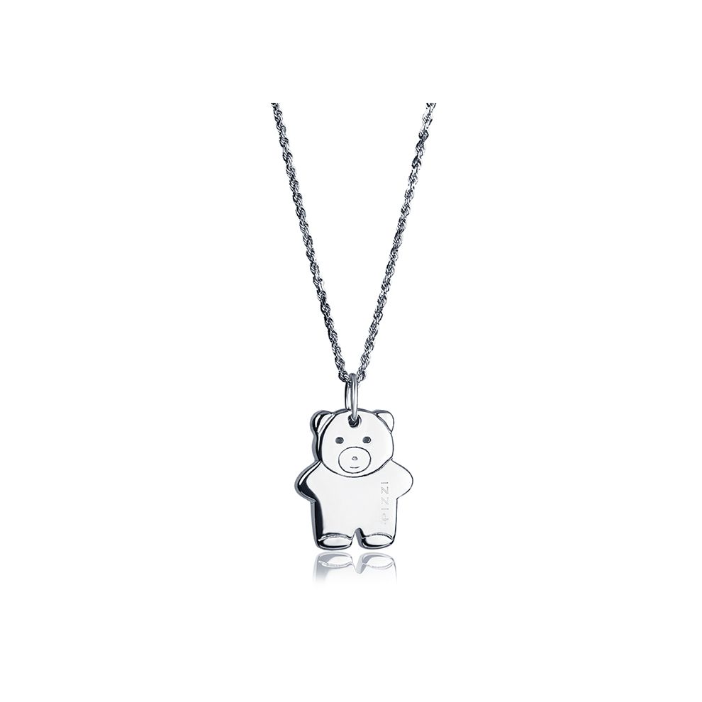18kt White Gold Chain Bear Necklace