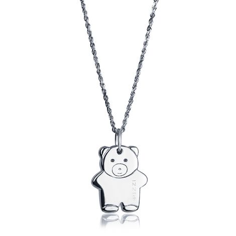 18kt White Gold Chain Bear Necklace