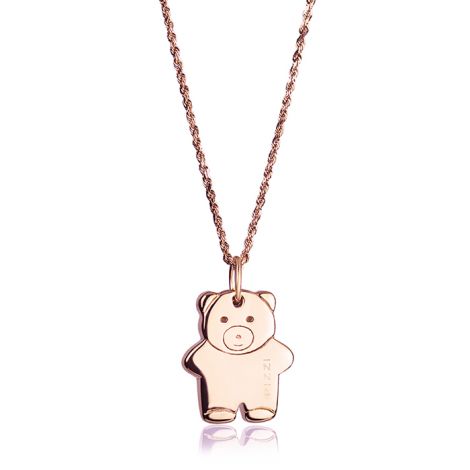 18kt Rose Gold Chain Bear Necklace