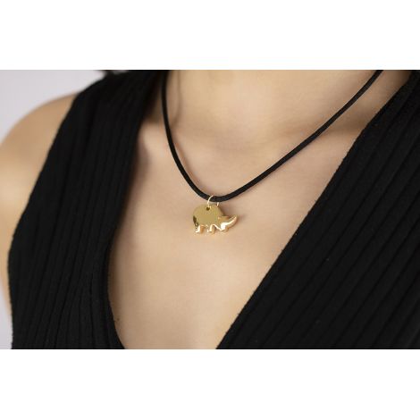 18kt yellow Gold Chain Rhinoceros Necklace