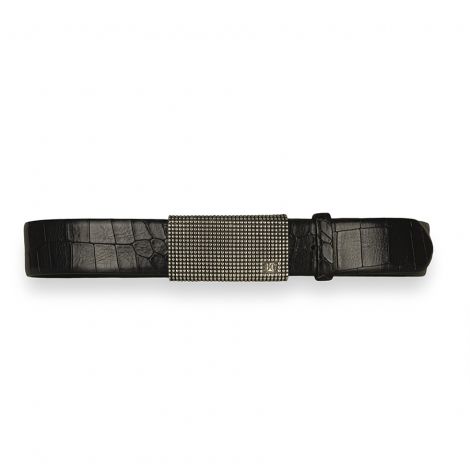 Cintura uomo in pelle nera borchiata Fibbie per cinture in metallo alla  moda argento Cintura punk a spillo larga -  Italia