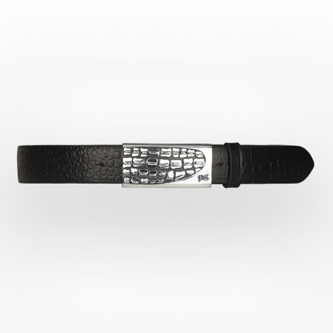 Gürtel für Männer mit 925er Silber Schnalle in dunkelbraunem Leder