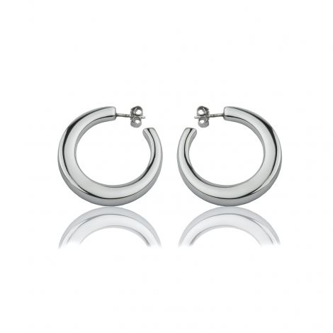 Square section silver hoop earrings
