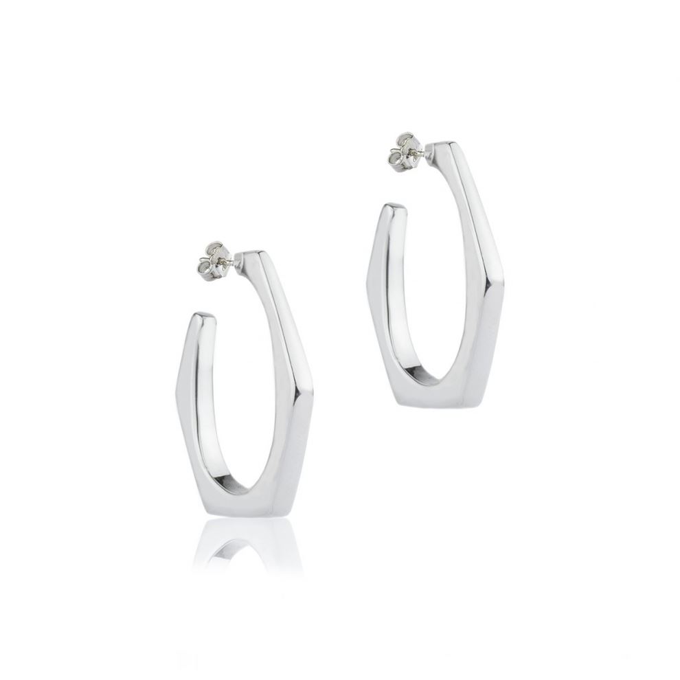 Hexagon Silver Earrings