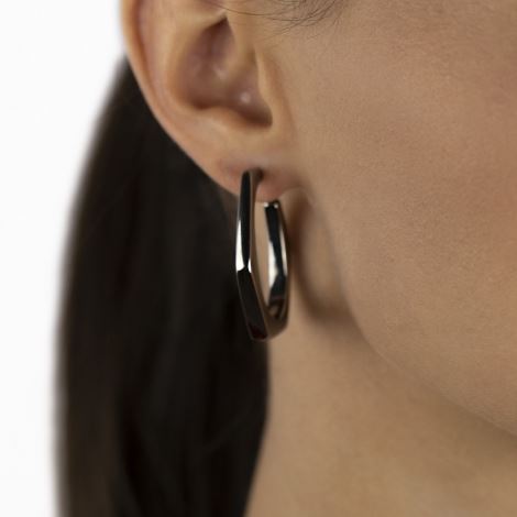 Ohrringe aus Silber und Ruthenium Sechseck