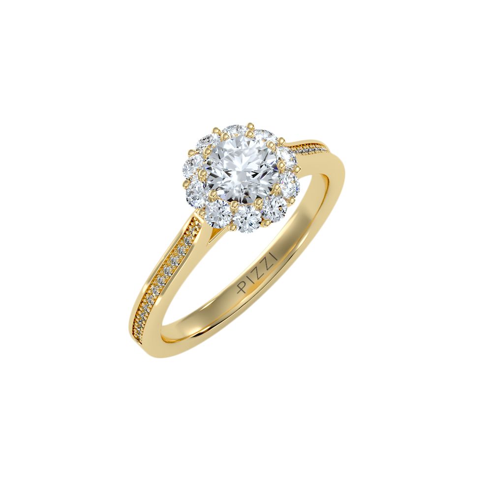 Halo Solitaire Ring in 18k...