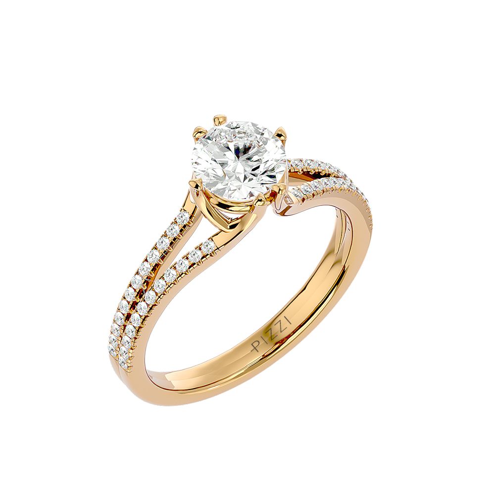 Pavè Solitaire Ring in 18k Yellow Gold with 1.24 carat Diamonds