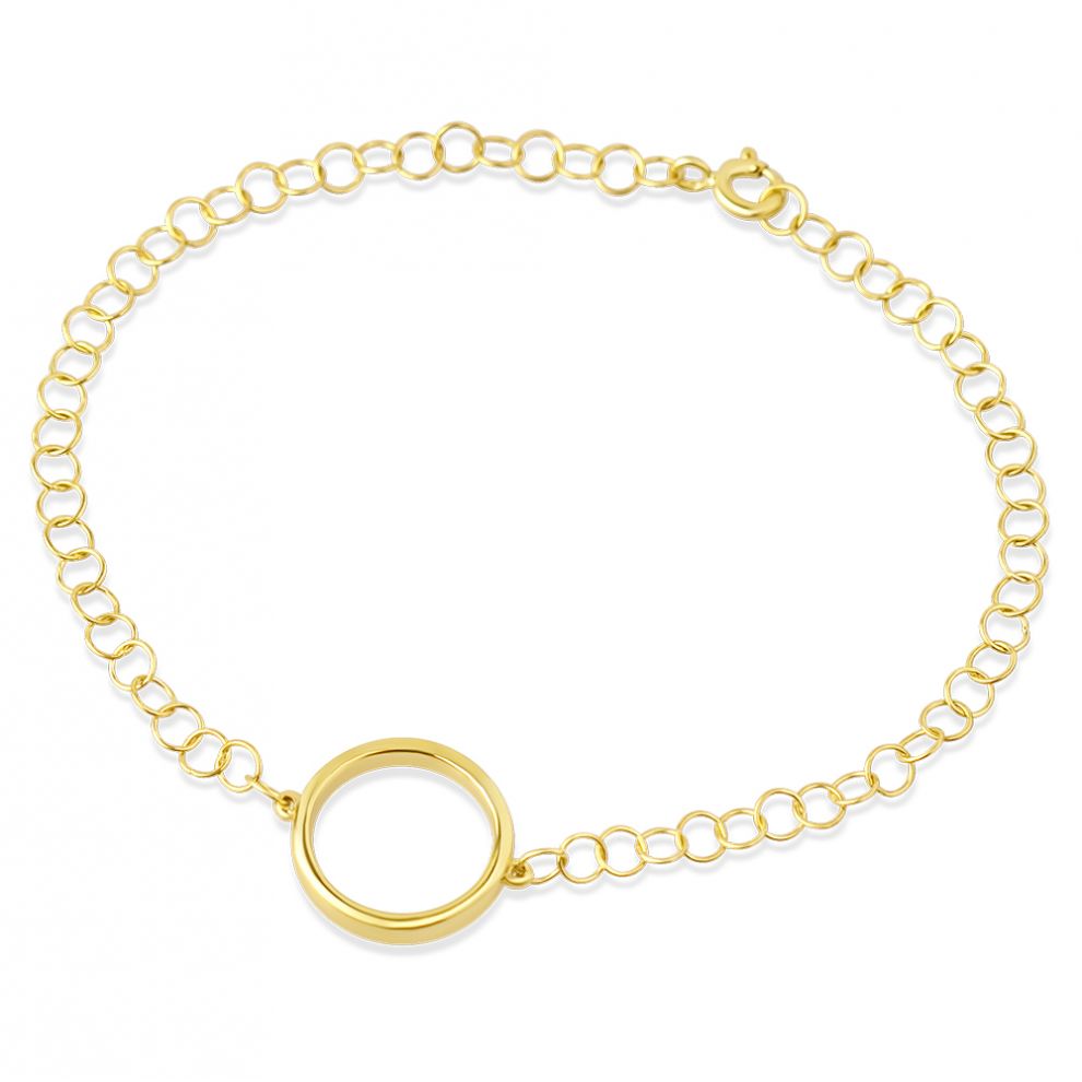 Kettenarmband mit runden Ringen aus 9-kt Gelbgold