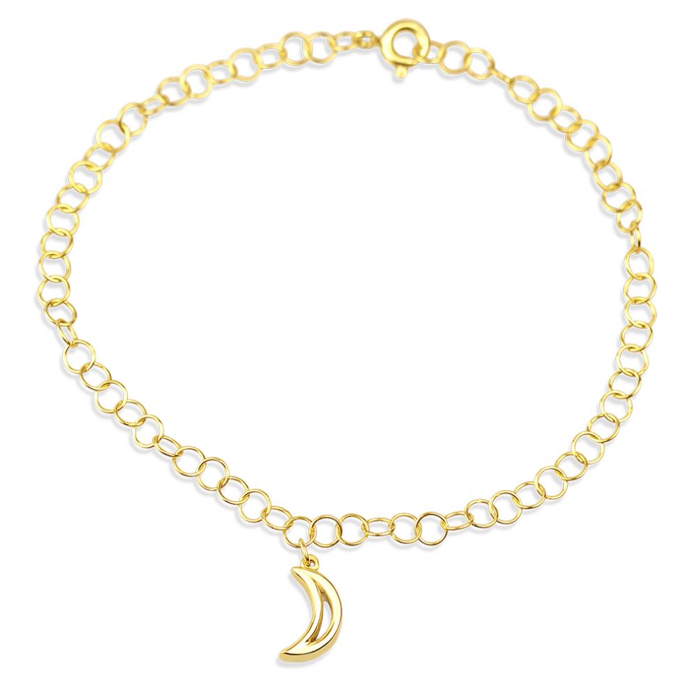 9kt yellow gold chain bracelet with moon