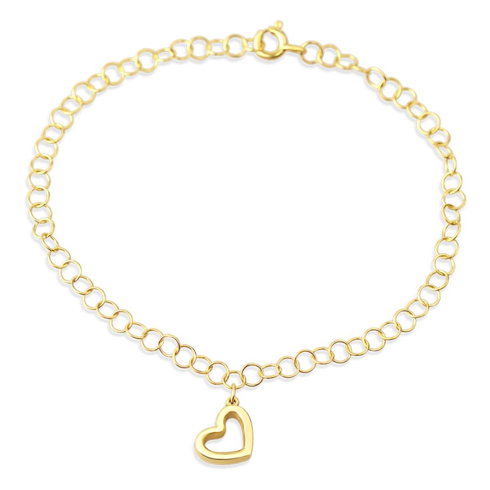 9kt yellow gold heart chain bracelet