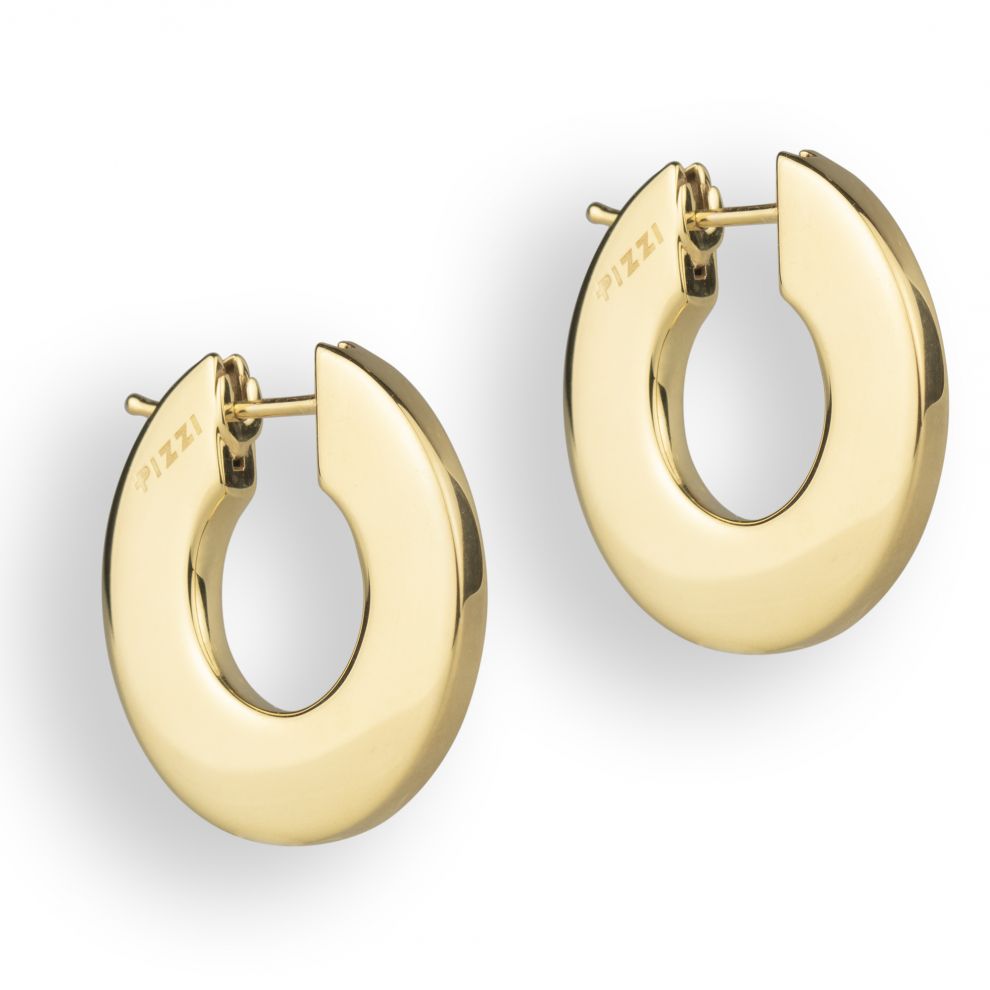 18kt yellow gold earrings, 25 mm round.