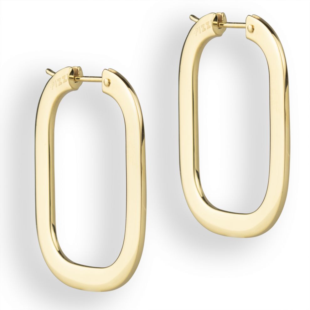 18k yellow gold rectangular earrings length 40mm