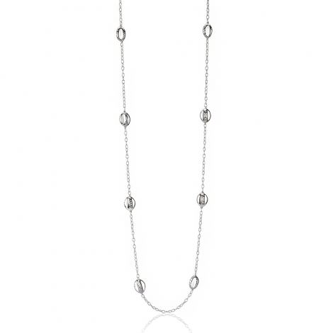 Long silver necklace with engraved elements