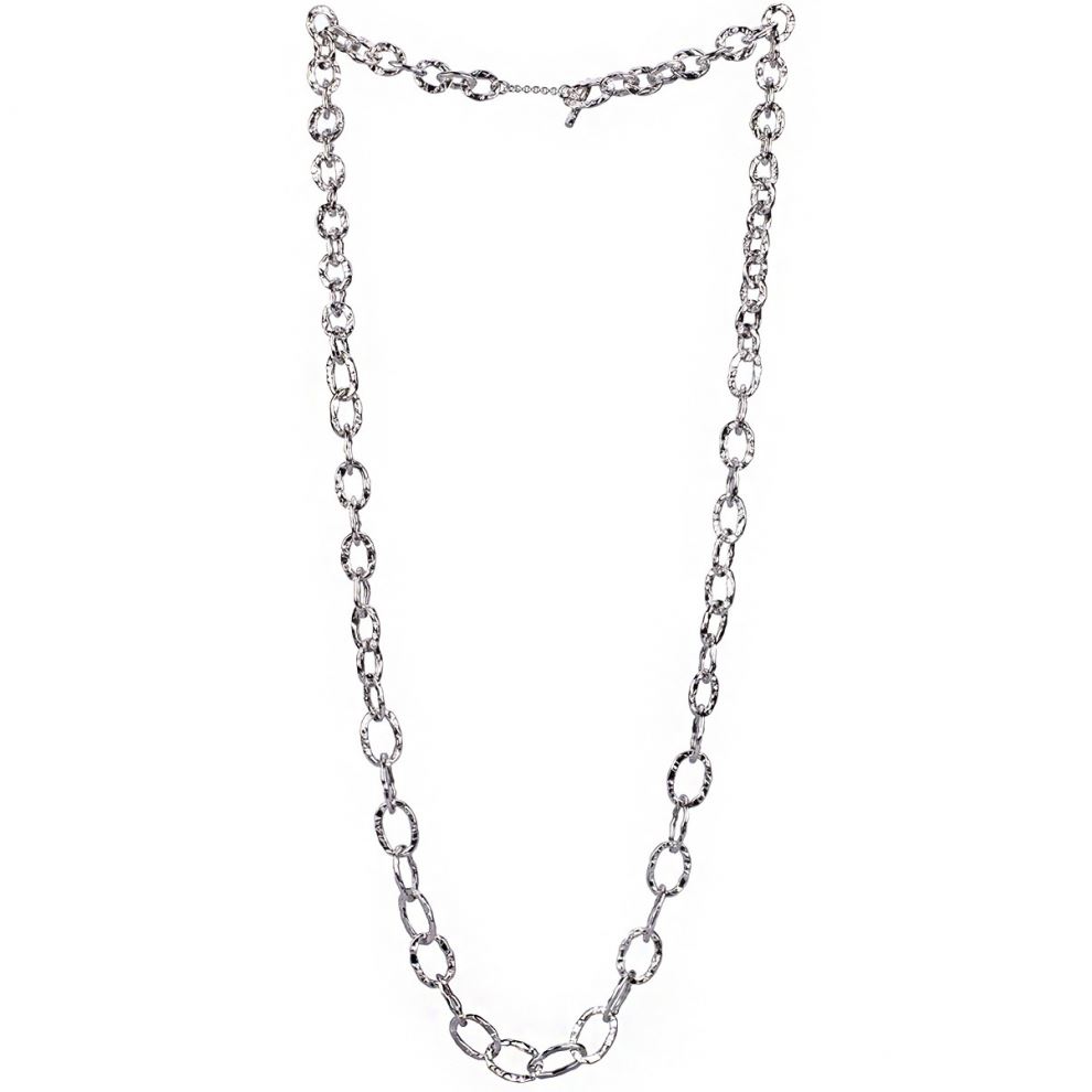 long hammered silver necklace