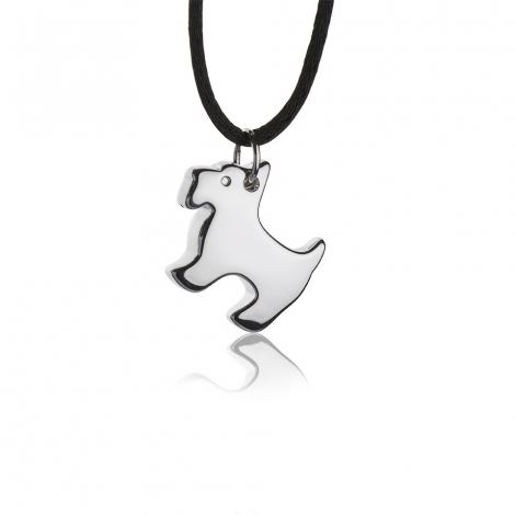 Silver necklace with large dog pendant