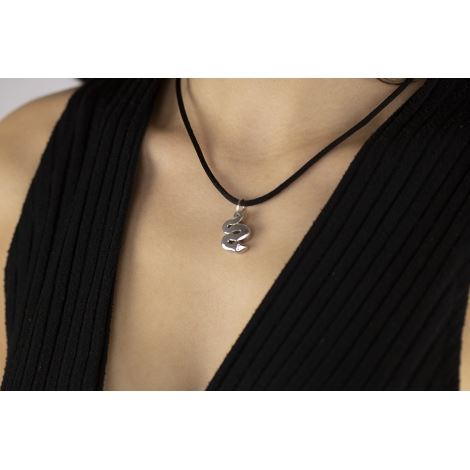 Silver necklace with snake pendant