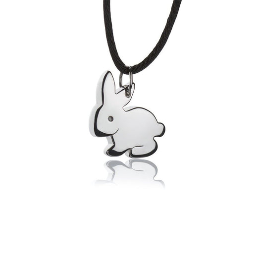 Large Rabbit Pendant Necklace in Silver