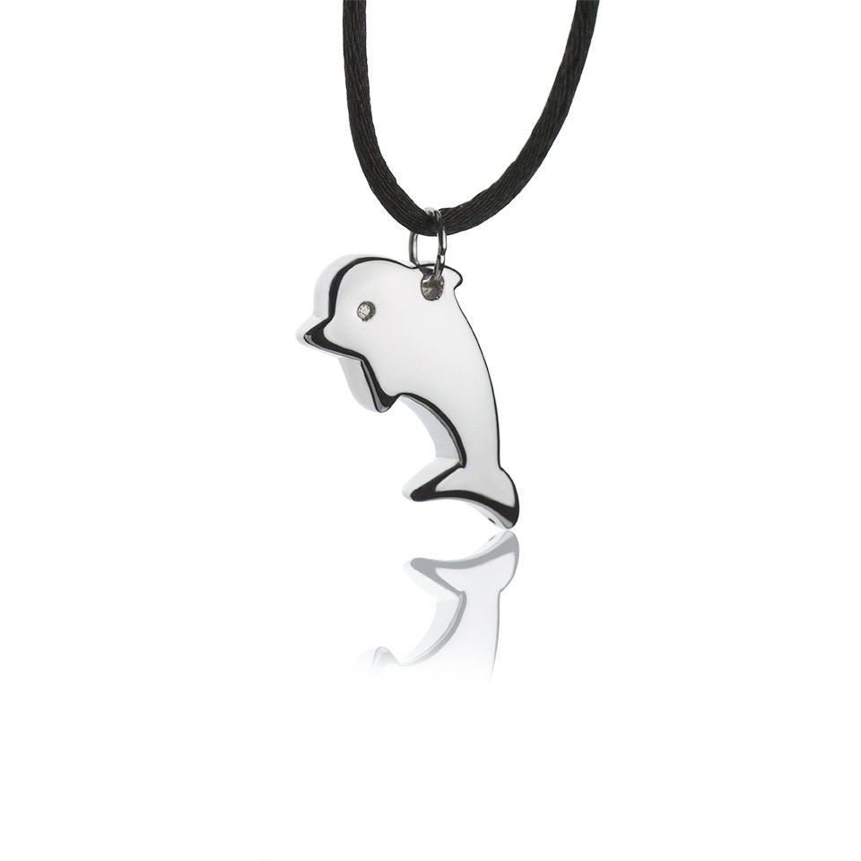 Collana con pendente in argento delfino grande