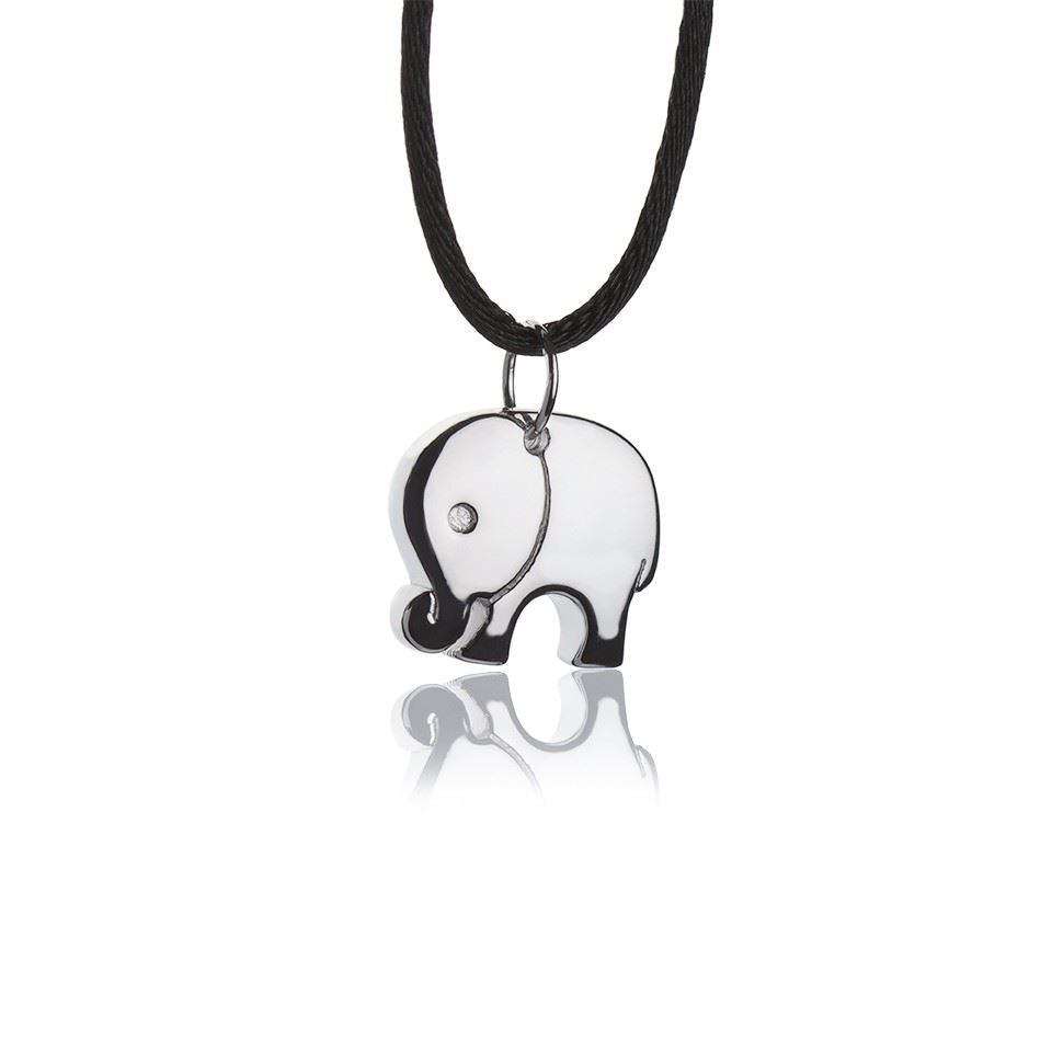 Collana con pendente in argento elefante grande