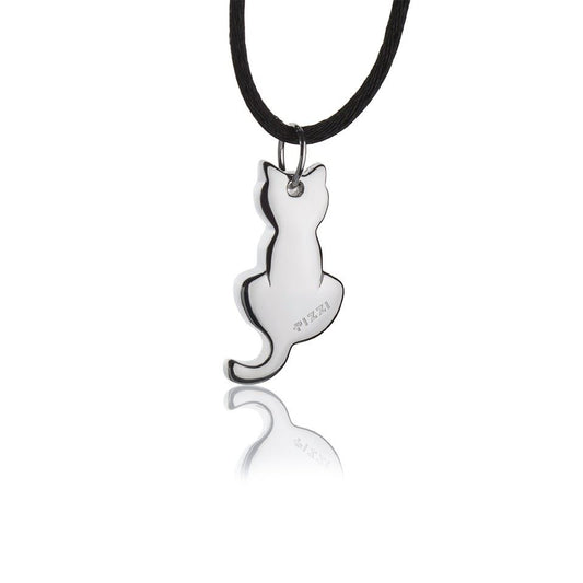 Collana con pendente in argento gatto grande