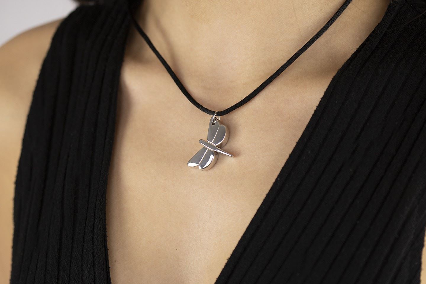 Große Libellen-Silberanhänger-Halskette