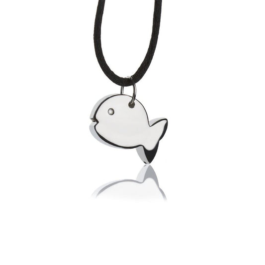 Collana con pendente in argento pesce grande