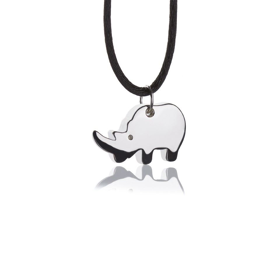 Collana con pendente in argento rinoceronte grande