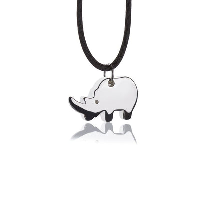 Collana con pendente in argento rinoceronte grande