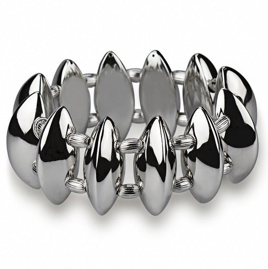 Bracciale in argento elasticizzato finitura lucido con sfere rigate