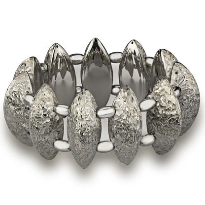 Hand-engraved stretch silver bracelet