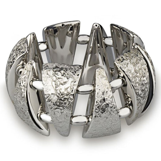 Bracciale in argento elasticizzato a triangoli inciso a mano