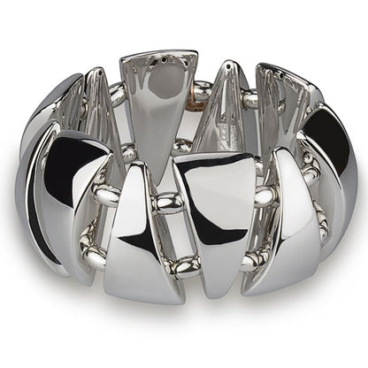Stretch silver bracelet with shiny triangles