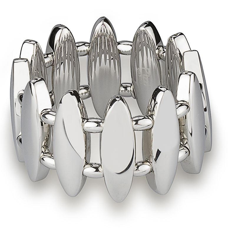 Bracciale  in argento elasticizzato ovali lucidi
