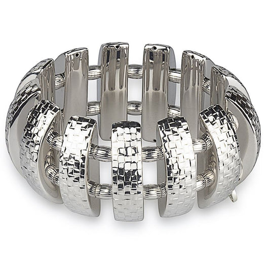 Bracciale in argento elasticizzato rettangoli inciso a mano