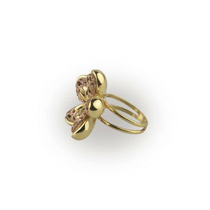Anello fiore in oro giallo e oro rosa 18 k