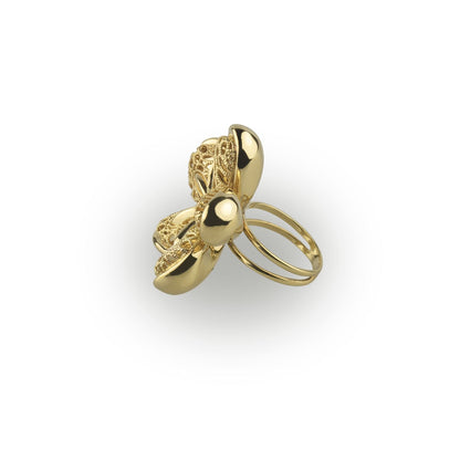 Anello fiore in oro giallo 18k grande