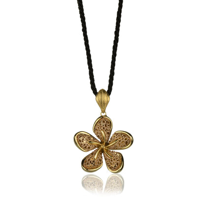 Collana fiore in oro giallo e oro rosa 18k grande