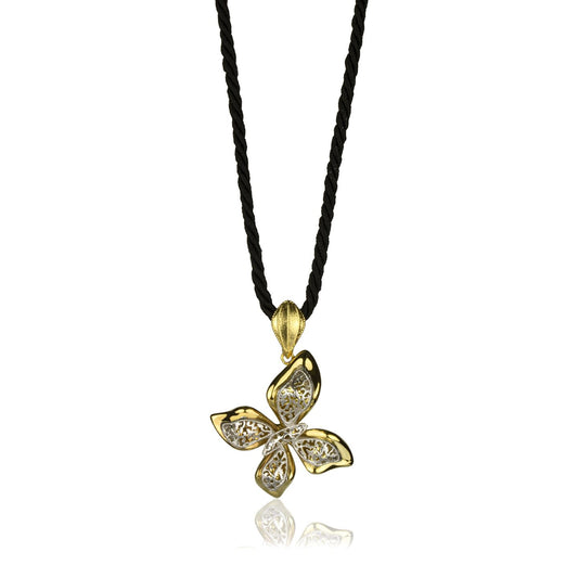 Collana farfalla in oro giallo e  oro bianco 18k