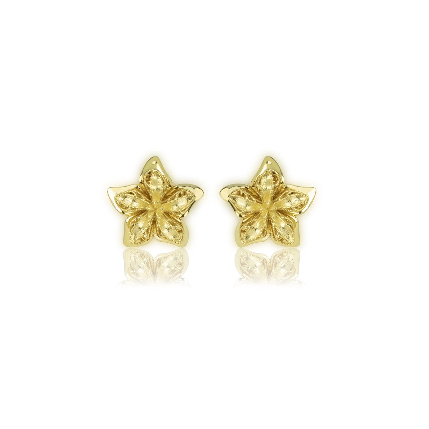 Yellow gold flower earrings with clip closure