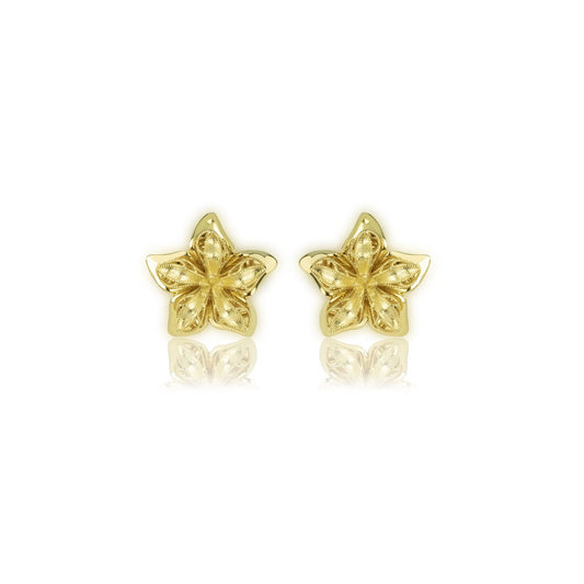 Orecchini fiore in oro giallo con chiusura a clip