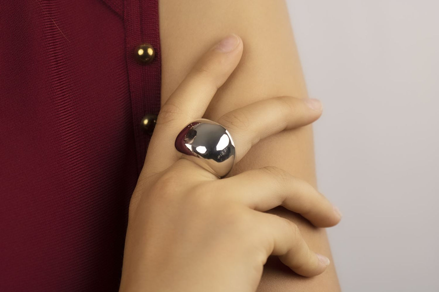 Shiny wave silver ring