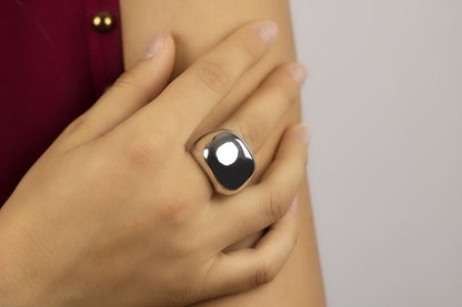 Anello in argento onde lucido