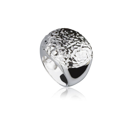 Anello in argento onde diamantato intrecciato