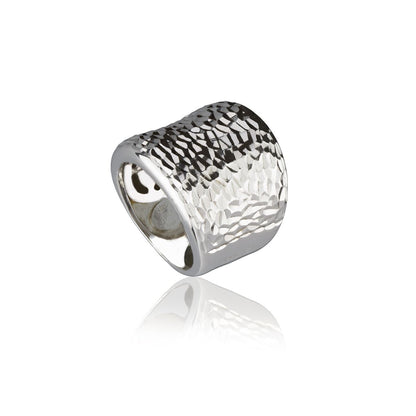 Anello in argento  onde diamantato intrecciato