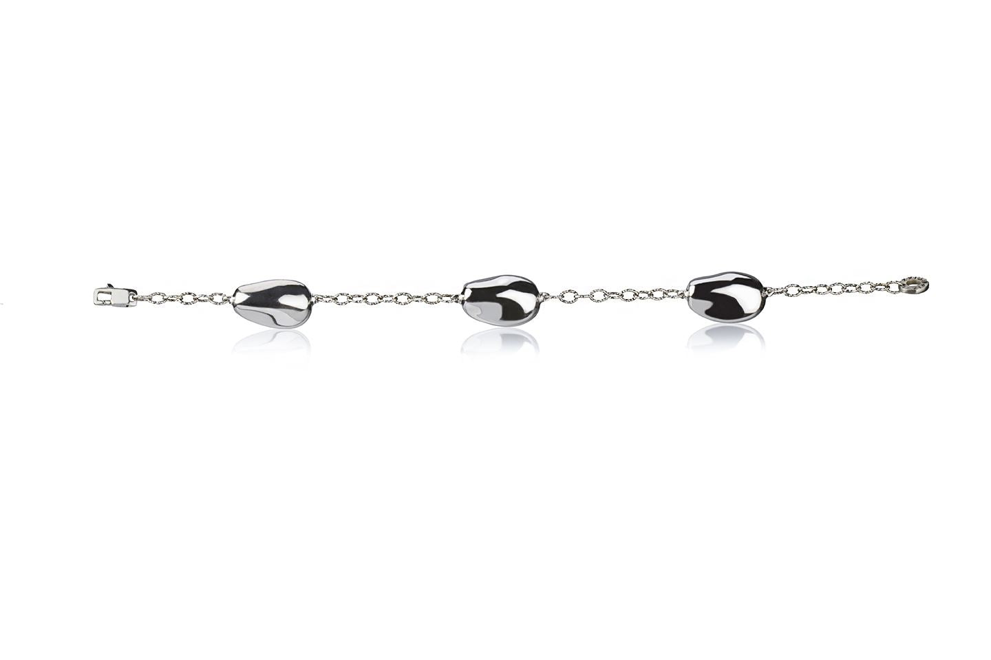 Bracciale argento a catena elementi lucidi